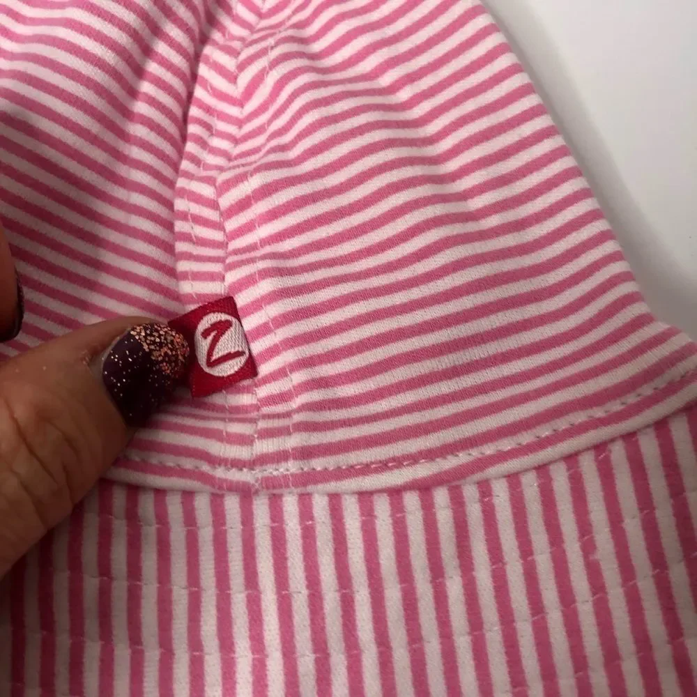 Zutano Pink White Stripe Baby Sun Hat Bonnet
